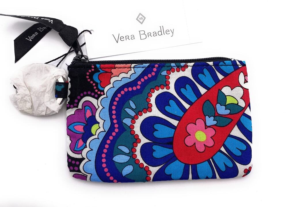 Vera Bradley Zip ID Case Haymarket Paisley retired Pattern Key Ring Coin Purse